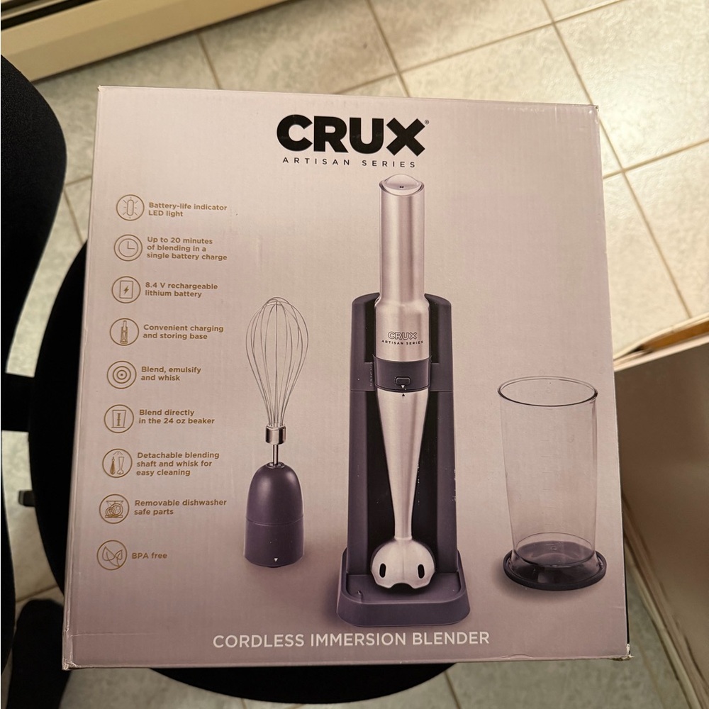 Crux Cordless Immersion Blender Set - Silver and Black